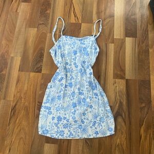 Blue and white floral mini dress